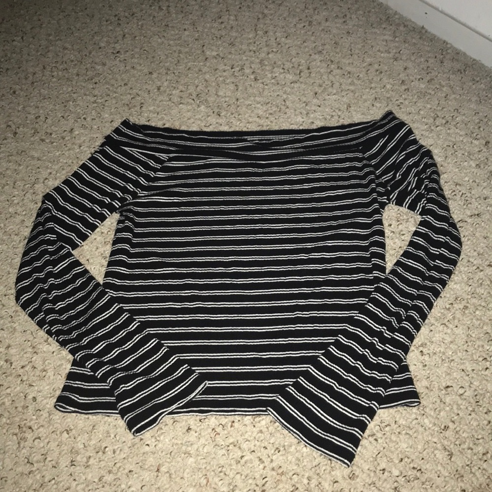 Aeropostale Striped Off the Shoulder Top (XL)